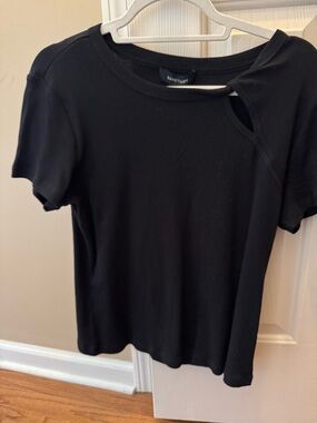 NWT Sanctuary Black Short Sleeve Ribbed Top with Side Cutout stitch fix sz XL